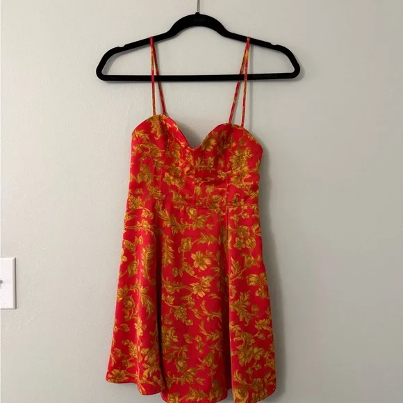 Red and Gold Floral Dress - Picture 4 of 7